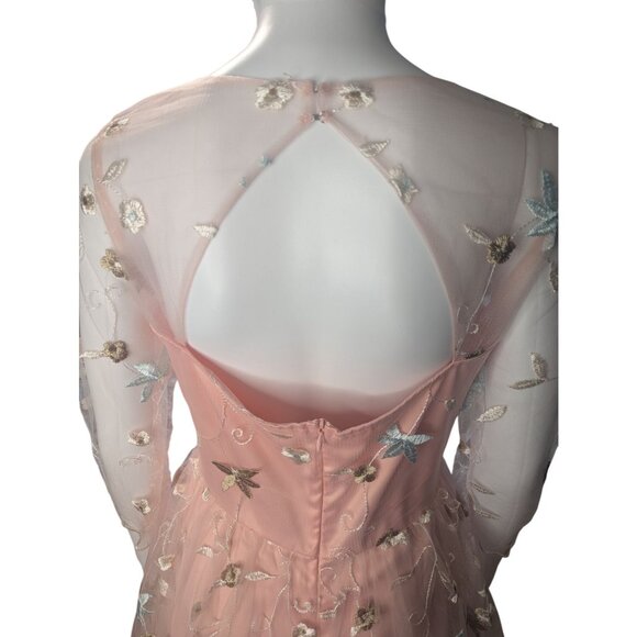 Womens Dress Sz M Embroidered Mesh Overlay Balletcore Soft Girl 1950s Retro - Picture 7 of 11